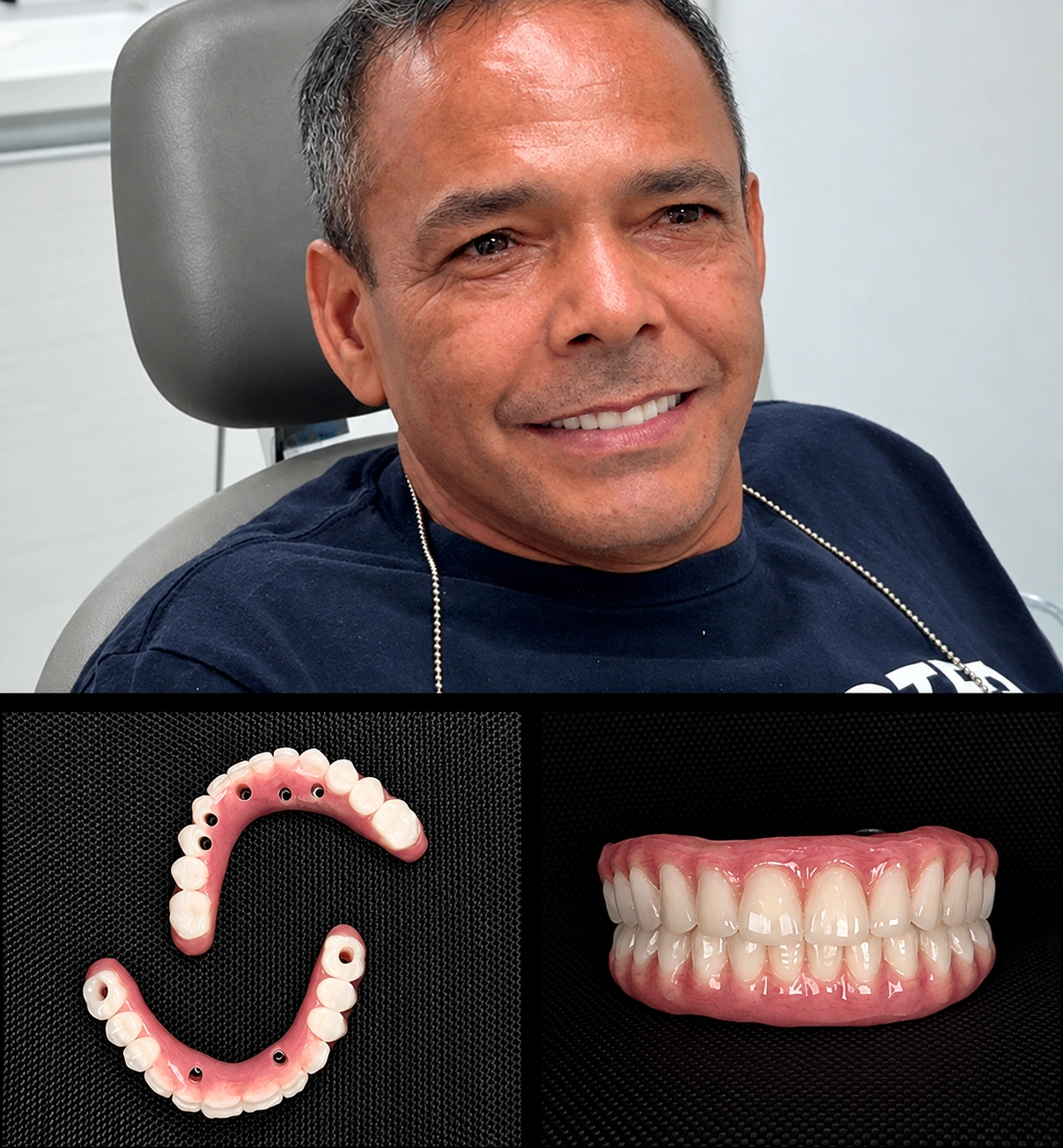 Registro clínico fornecido: paciente e próteses dentárias